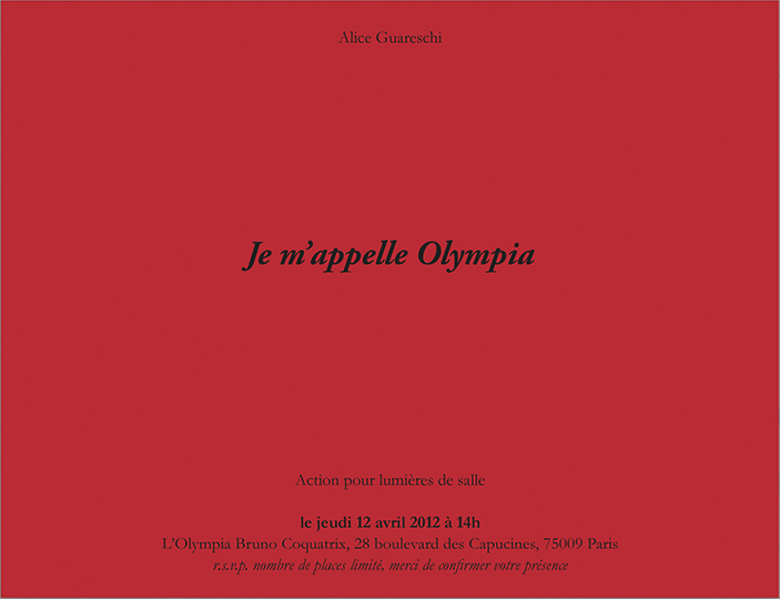 Je m'appelle Olympia, 2012
